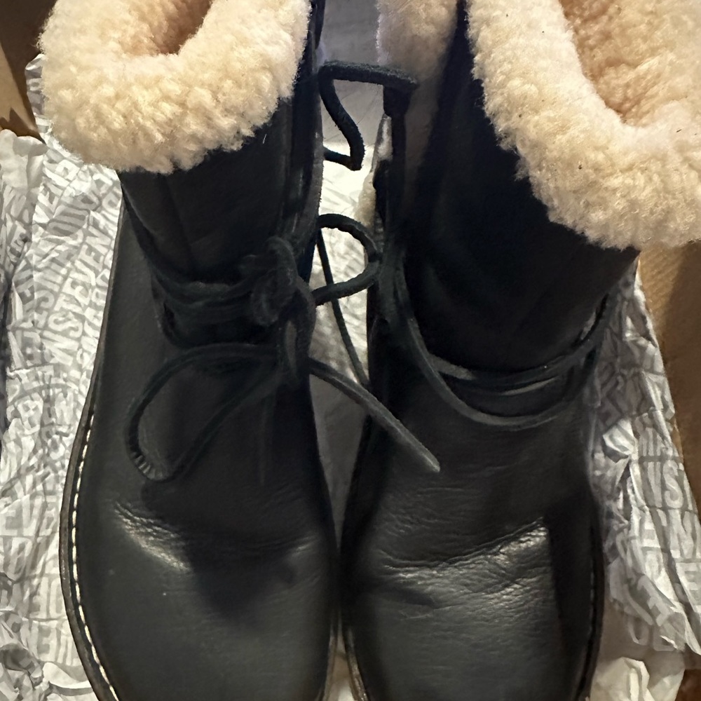 Black leather boots
